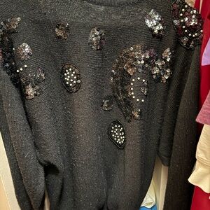 Vintage Carducci Embellished Black Women's Sweater size medium